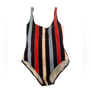 Tommy Hilfiger one piece women’s swimsuit vertical striped American flag sz 14